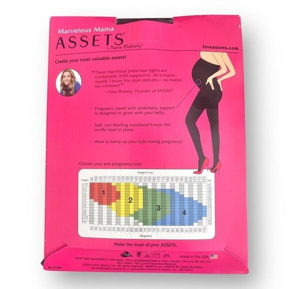 Assets by Spanx 1 Marvelous Mama Maternity Tights Opaque Stripe Pattern Black - Picture 6 of 7